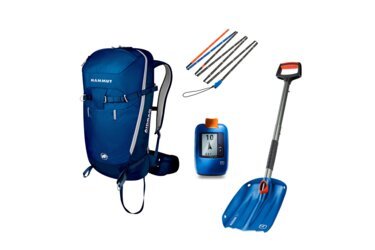 Lawinenausrüstung: Rucksack, Sonde, Schaufel, LVS-Gerät