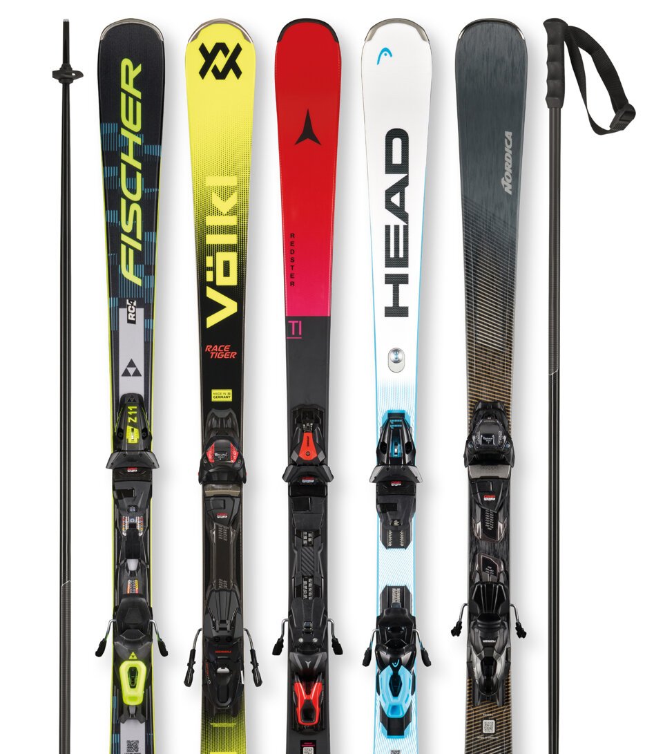 4 different Premium class ski models with poles