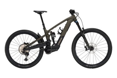 Olive green Trek e-mountain bike