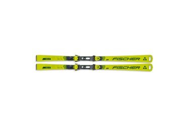 A pair of yellow Fischer RC4 CT skis.