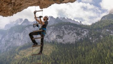 Climber on the via ferrata at Lake Gosau